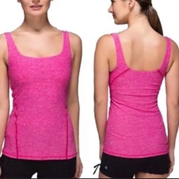 Lululemon Tank Top Women's Size 2 US Pink Heathered Amala Shelf Bra Yoga Workout - Picture 9 of 9